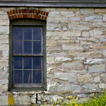 Window in buliding in Fayette Historic Townsite in Michigan